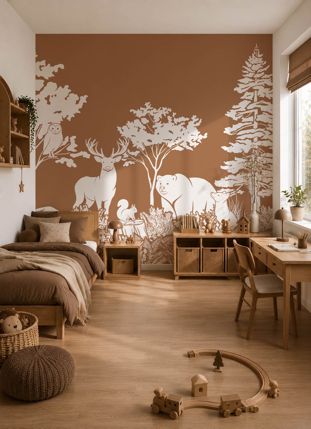 papier peint forêt marron