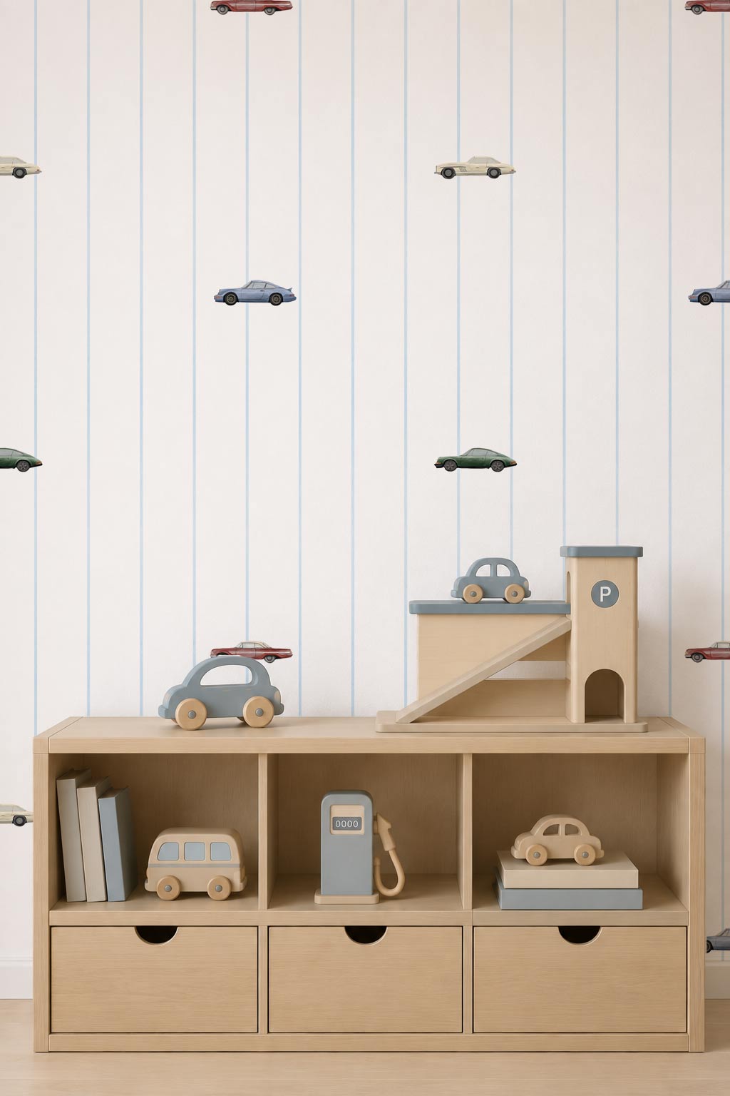 papier peint voiture rayure bleu