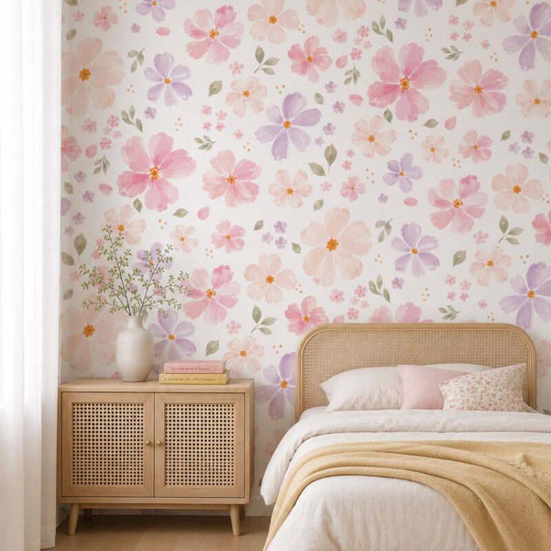 papier-peint-fleurs-Violette